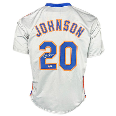 Howard Johnson Signed 86 WSC Inscription New York Grey Baseball Jersey (Beckett)