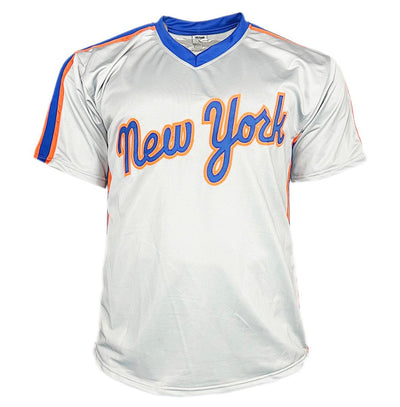 Howard Johnson Signed 86 WSC Inscription New York Grey Baseball Jersey (Beckett)