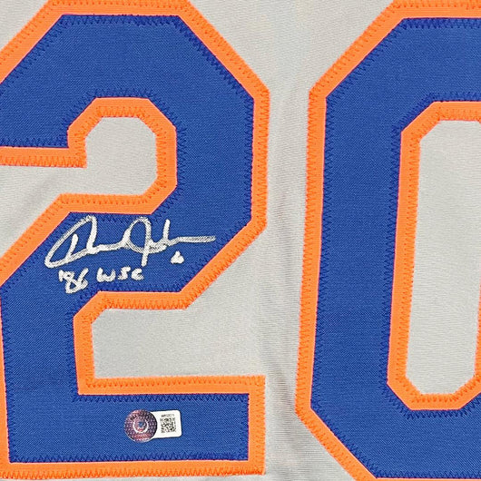 Howard Johnson Signed 86 WSC Inscription New York Grey Baseball Jersey (Beckett)