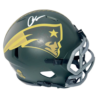 Chad Johnson Signed New England Patriots Salute 2025 Mini Football Helmet (JSA)