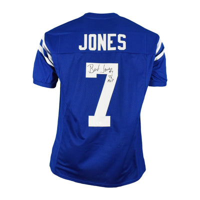 Bert Jones Signed Pro-Edition Blue Football Jersey (JSA) '76 MVP Inscription