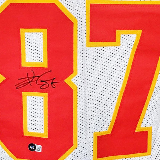 Travis Kelce Signed Kansas City White XL Football Jersey (Beckett)