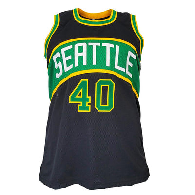 Shawn Kemp Signed Seattle Black Basketball Jersey (Beckett)