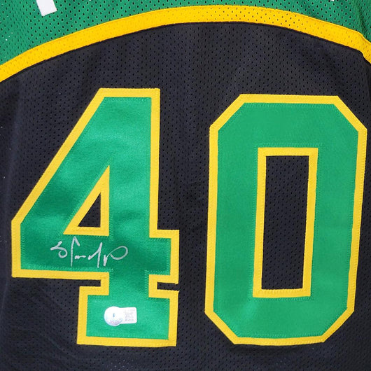 Shawn Kemp Signed Seattle Black Basketball Jersey (Beckett)