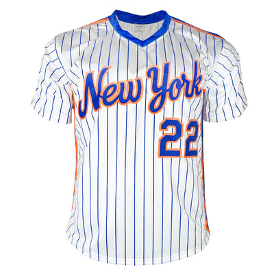 Ray Knight Signed 1986 WS MVP Inscription New York Pinstripe Baseball Jersey (Beckett)