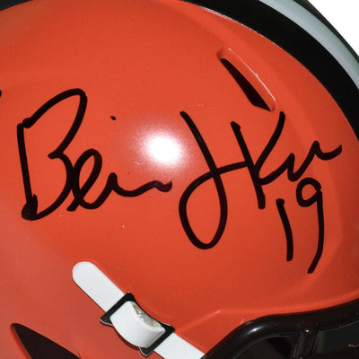 Bernie Kosar Signed Cleveland Browns Speed Mini Replica Orange Football Helmet (JSA)