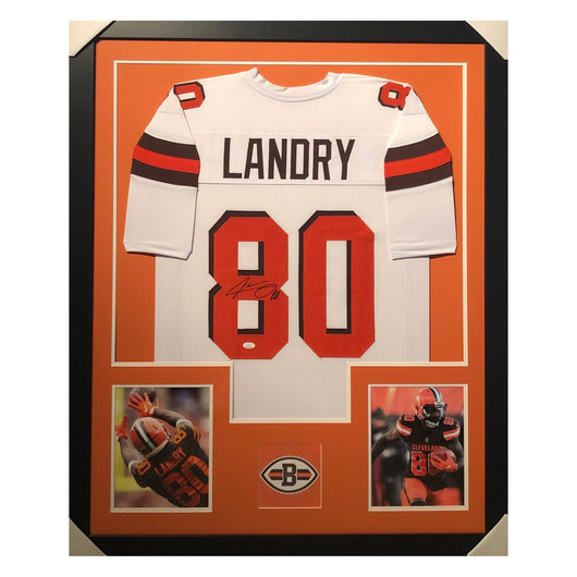 Jarvis Landry Signed Framed Vertical Layout Pro Edition White Jersey (JSA)
