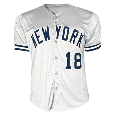 Don Larsen Signed Stats New York Grey Jersey (Beckett)