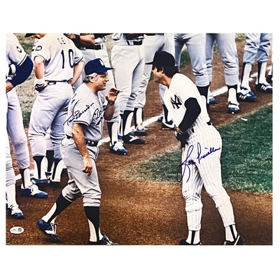 Tommy Lasorda and Lou Piniella Dual Signed Baseball 16x20 Photo (JSA)