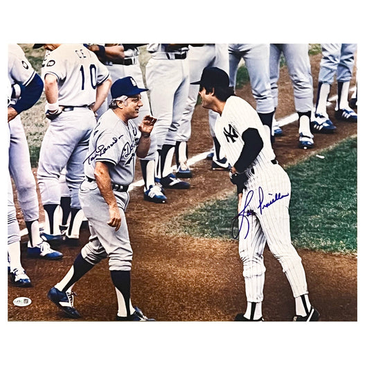Tommy Lasorda and Lou Piniella Dual Signed Baseball 16x20 Photo (JSA)