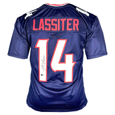 Kamari Lassiter Signed Houston Blue Rookie number Football Jersey (Beckett)