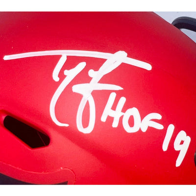 Ty Law Signed HOF 2019 Inscription New England Patriots Rave Mini Football Helmet (Beckett)