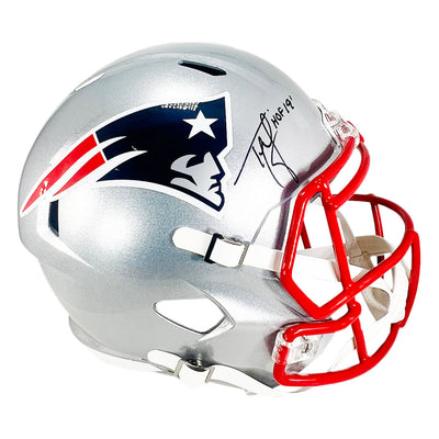 Ty Law Signed HOF 19 Inscription New England Patriots Speed Full-Size Replica Football Helmet (JSA)