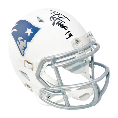 Ty Law Signed HOF 2019 Inscription New England Patriots Rivalries Mini Football Helmet (Beckett)