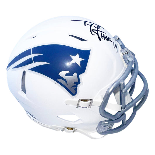 Ty Law Signed HOF 2019 Inscription New England Patriots Rivalries Mini Football Helmet (Beckett)