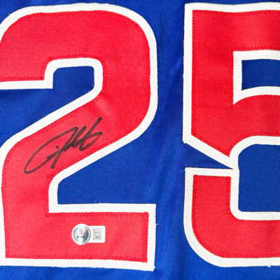 Derrek Lee Signed Chicago Blue White Name Plate Baseball Jersey (Beckett)