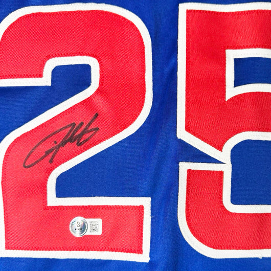 Derrek Lee Signed Chicago Blue White Name Plate Baseball Jersey (Beckett)