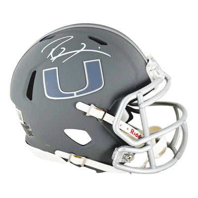 Ray Lewis Signed Miami Hurricanes Slate Alternate Speed Mini Football Helmet (Beckett)