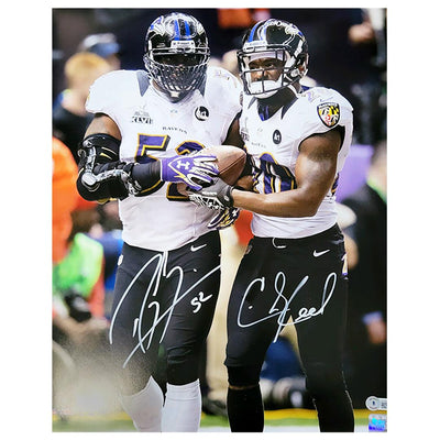 Ray Lewis & Ed Reed Signed Dual Signature Baltimore Ravens 16x20 Photo (Beckett)