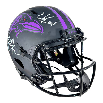 Ray Lewis Ed Reed & Terrell Suggs Signed Baltimore Ravens Authentic Eclipse Speed Full-Size Football Helmet (Beckett)