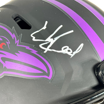 Ray Lewis Ed Reed & Terrell Suggs Signed Baltimore Ravens Authentic Eclipse Speed Full-Size Football Helmet (Beckett)