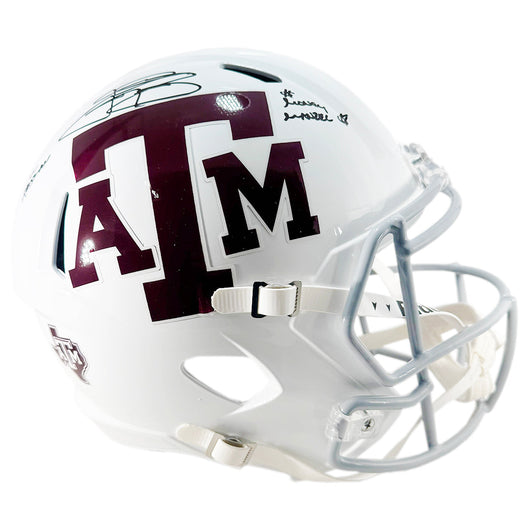 Johnny Manziel Signed 12 Heisman - Money Manziel Inscription Texas A&M Aggies Speed Full-Size Replica Football Helmet (Beckett)