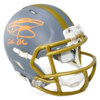 Johnny Manziel Signed Fuck Cleveland Inscription Cleveland Browns Slate Alternate Speed Mini Football Helmet (Beckett)