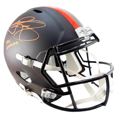 Johnny Manziel Signed Fuck Cleveland Inscription Cleveland Browns Alt 2025 Speed Full-Size Replica Football Helmet (Beckett)