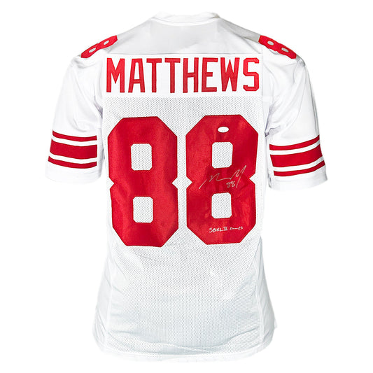 Michael Matthews Signed SB XLII Champs Inscription New York Football Jersey (JSA)