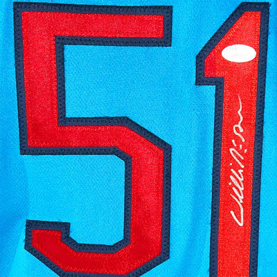 Willie McGee Signed St. Louis Blue Baseball Jersey (JSA)
