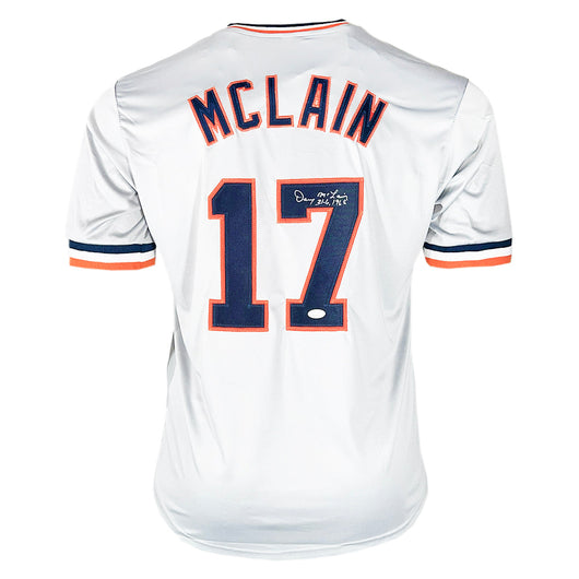 Denny McLain Signed 31-6-1968 Inscription Detroit Grey Baseball Jersey (JSA)