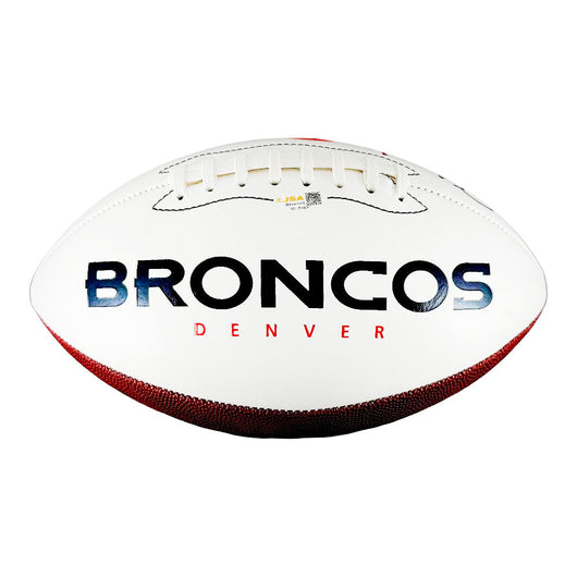 Karl Mecklenburg Signed Denver Broncos Official NFL Team Logo Football (JSA)