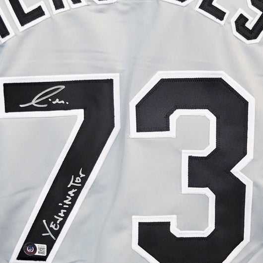Yermin Mercedes Signed "Yerminator" Inscription Chicago Grey Baseball Jersey (Beckett)