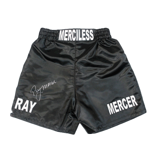 Ray Mercer Autographed Boxing Trunks Black (JSA)