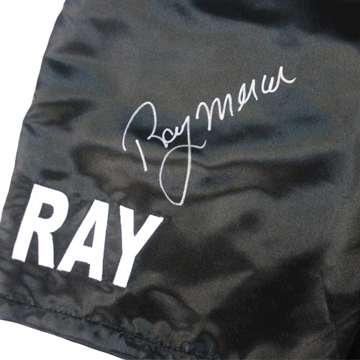 Ray Mercer Autographed Boxing Trunks Black (JSA)