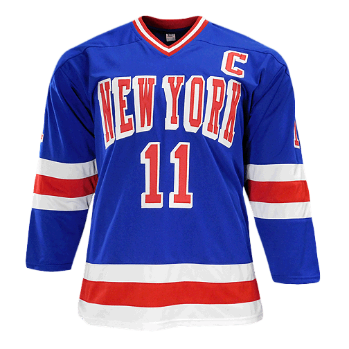 Mark Messier Signed New York Blue Hockey Jersey (JSA)