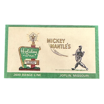 Replica Mickey Mantle's Restaurant Holiday Inn Business Card Joplin Missouri