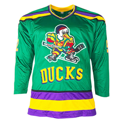 The Mighty Ducks Signed Six Signature Green Hockey Jersey (Beckett)