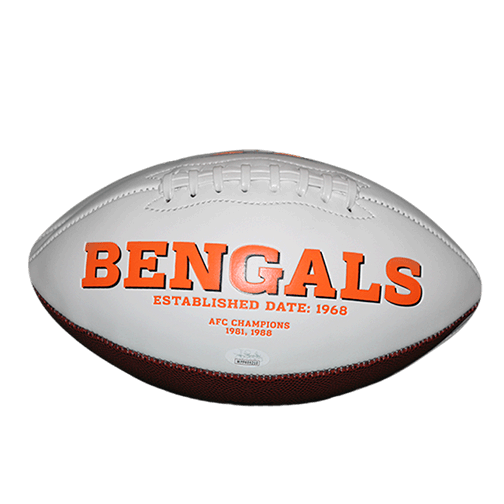 Joe Mixon Signed Cincinnati Bengals Official NFL Team Logo White Football (JSA)