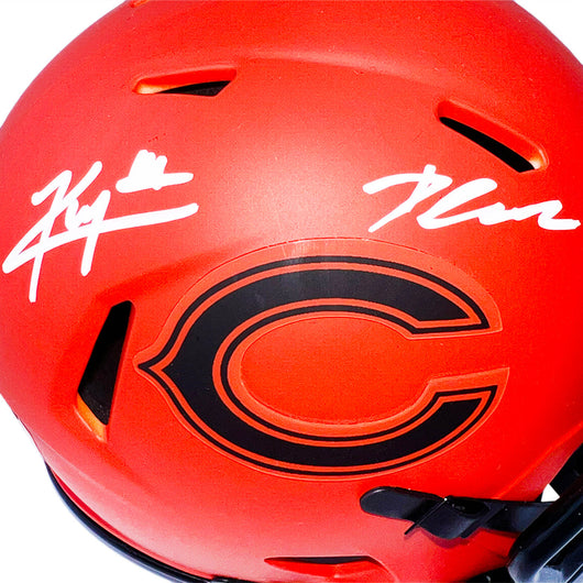 Kyle Monangai and D'Andre Swift Signed Chicago Bears Rave Mini Football Helmet (JSA)