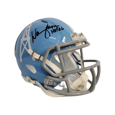 Warren Moon Signed HOF 06 Inscription Houston Oilers 1960-65 Throwback Speed Mini Replica Football Helmet (JSA)