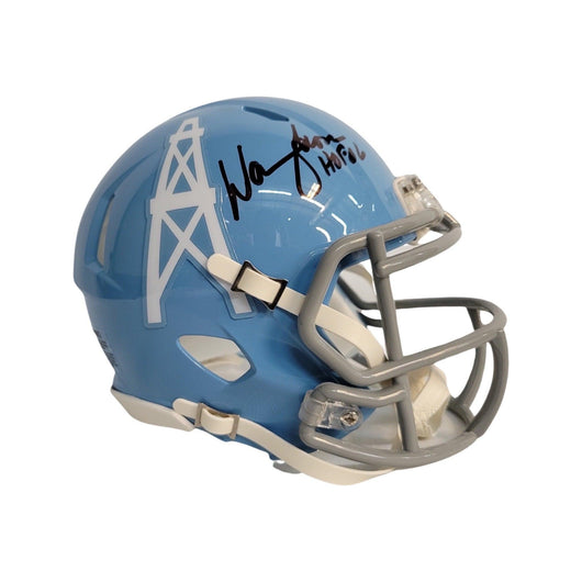 Warren Moon Signed HOF 06 Inscription Houston Oilers 1960-65 Throwback Speed Mini Replica Football Helmet (JSA)