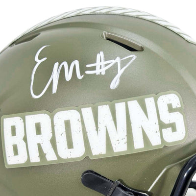 Elijah Moore Signed Cleveland Browns Salute to Service Mini Football Helmet (JSA)