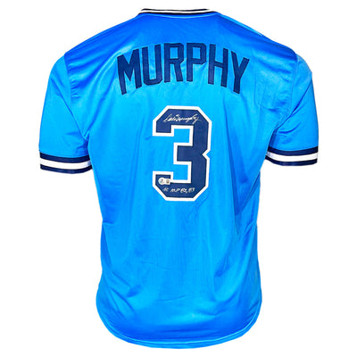 Dale Murphy Signed NL MVP 82, 83 Inscription Atlanta Blue Baseball Jersey (Becket)