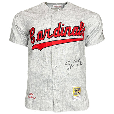 Stan Musial Signed HOF 69 Inscription Authentic St. Louis Cardinals Grey Mitchell & Ness Baseball Jersey (PSA)