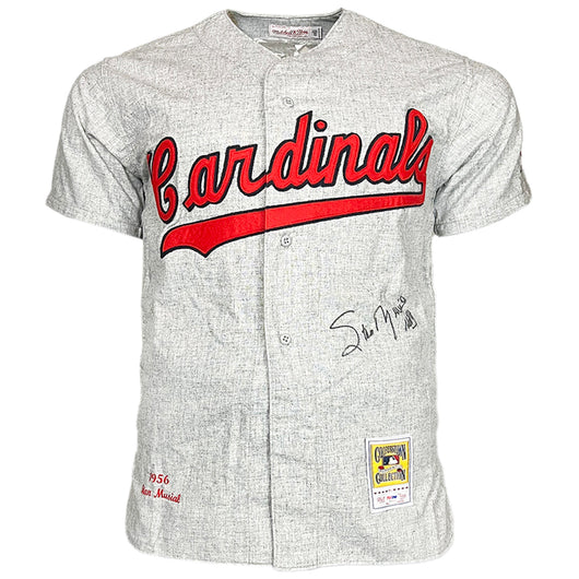 Stan Musial Signed HOF 69 Inscription Authentic St. Louis Cardinals Grey Mitchell & Ness Baseball Jersey (PSA)