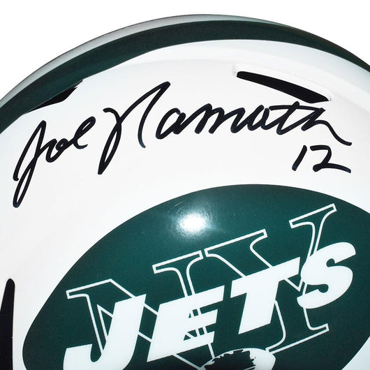 Joe Namath Signed And Inscribed Number 12 Inscription Helmet Jets Speed Rep Full-Size Helmet (JSA Witnessed)