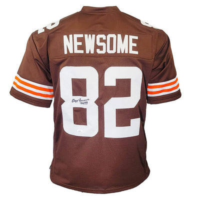 Ozzie Newsome Signed HOF 99 Inscription Cleveland Brown Football Jersey (JSA)