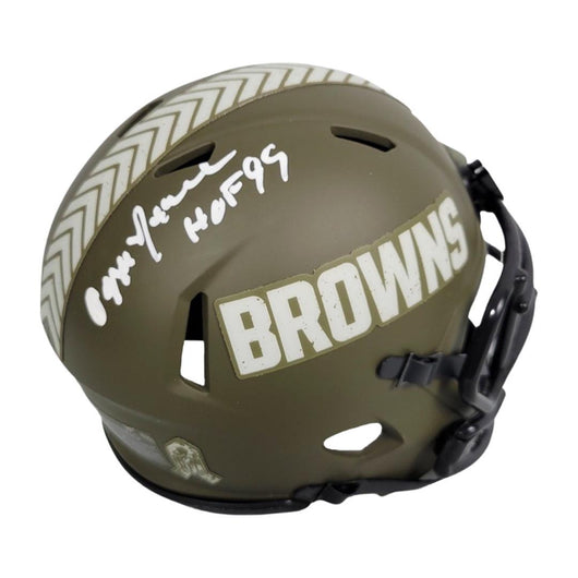 Ozzie Newsome Signed HOF 99 Inscription Cleveland Browns Salute to Service Speed Mini Replica Football Helmet (JSA)