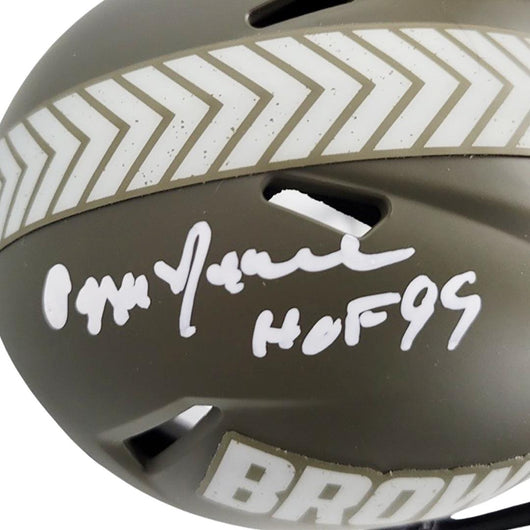 Ozzie Newsome Signed HOF 99 Inscription Cleveland Browns Salute to Service Speed Mini Replica Football Helmet (JSA)